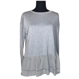 Ginger G stripped layered ruffle long sleeve Top